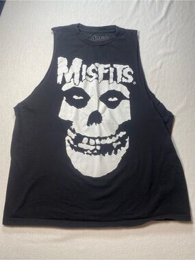 Misfits Black Sleeveless Band Tee with White Skull Logo
